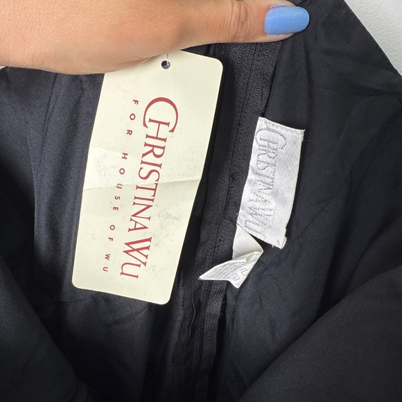 Christina Wu House of Wu Black Tiered Strapless Evening Gown Satin Trim 8 - Picture 2 of 7